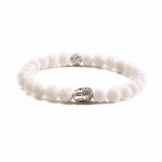 Wholesale 8mm Zinc Alloy White Stone Expandable Beaded Buddha Bracelet